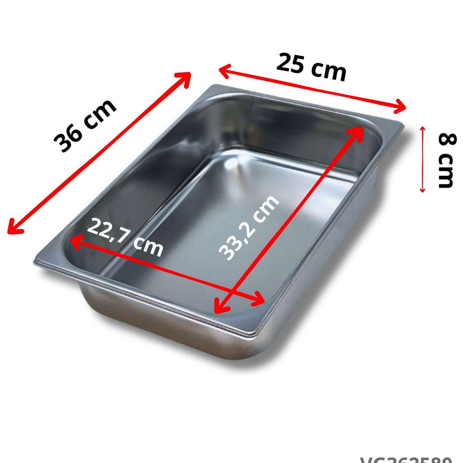 Vaschetta Gelato Inox 36x25x8 cm – Professionale Made in Italy - immagine 3