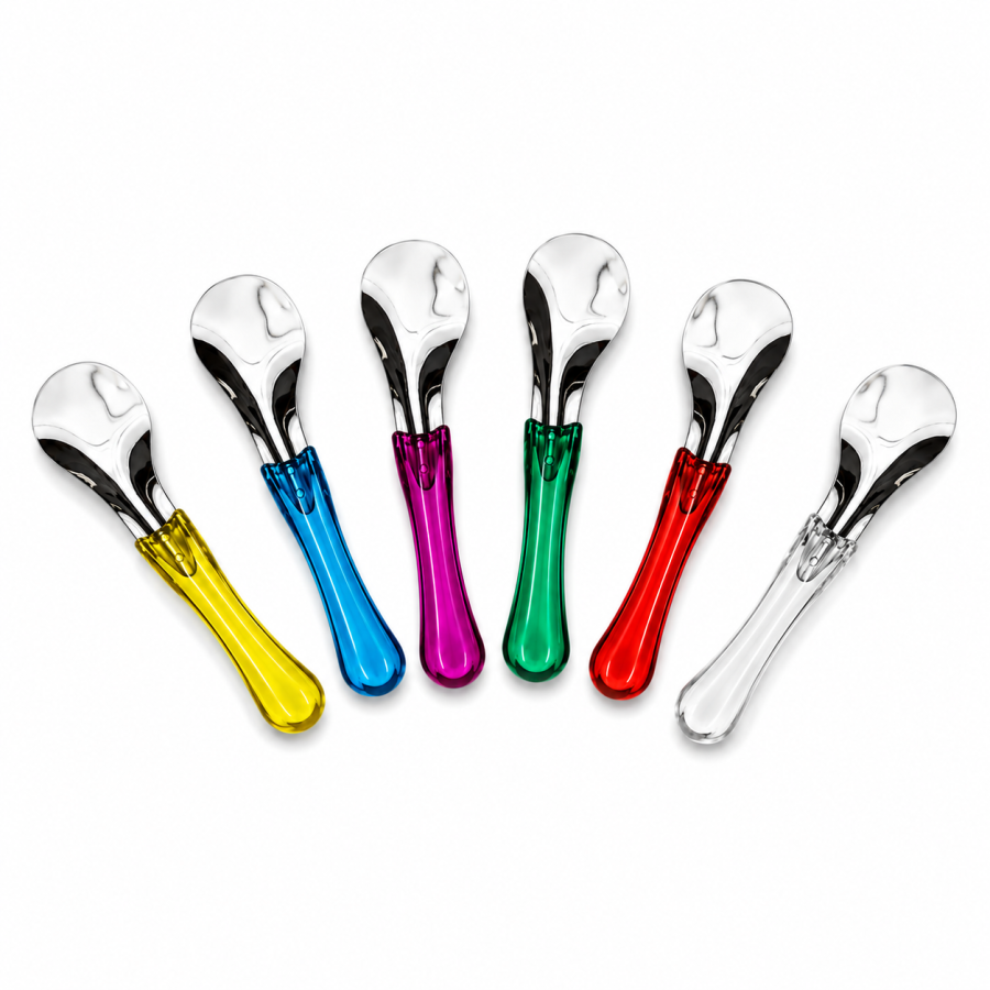 Spatola Professionale Gelato in Acciaio Inox 18/10 con Manico Trasparente 26 cm - 6 pezzi Blu - immagine 2